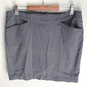 Ellen Tracy navy blue & white mini Skirt, Size 12